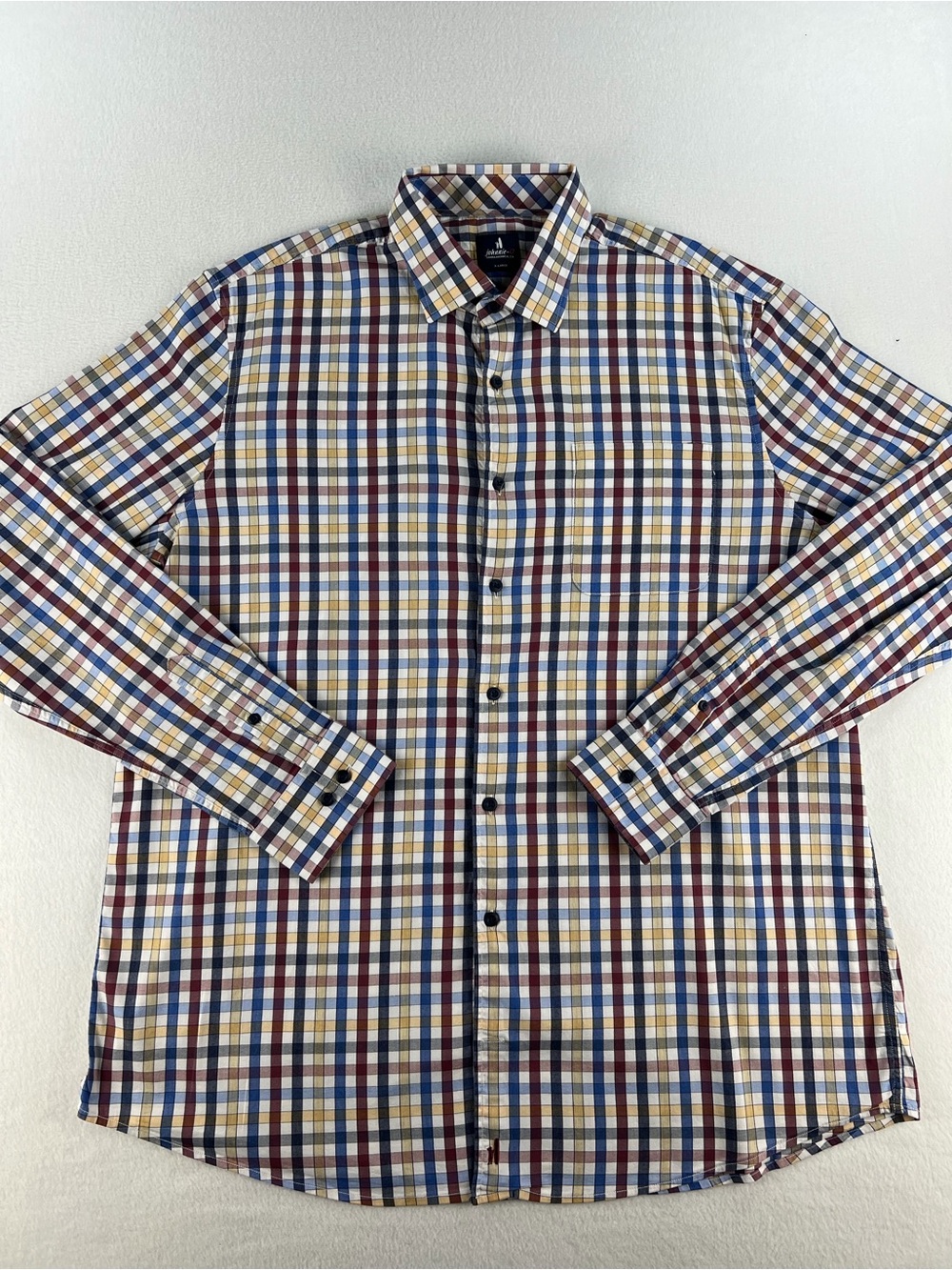 Johnnie O Tucked Dartmouth Long Sleeve Button Down Shirt Check Pattern Men Sz XL